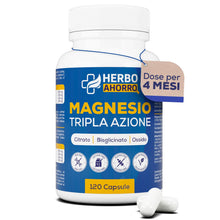 Carica l'immagine nel visualizzatore di Gallery, Magnesio Complex - Citrato, Bisglicinato e Ossido di Magnesio Triplo - Alto Assorbimento - Riduce Stanchezza e Stanchezz