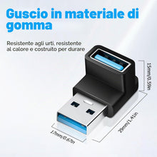 Carica l'immagine nel visualizzatore di Gallery, Set di 2 adattatori da USB-A a USB-A ad angolo di 90 gradi, U-S-B 3.2 10 Gbps, trasferimento ad alta velocità, compatibi