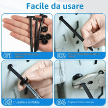 Carica l'immagine nel visualizzatore di Gallery, URAQT Fascette Plastica Universali, 30 pezzi Nylon Universal Cable Tie Buckle, Fascette plastica nere con design a perno
