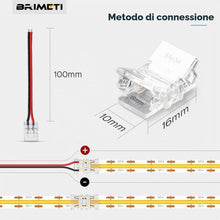 Carica l'immagine nel visualizzatore di Gallery, BRIMETI 10Pcs Connettori Strisca LED 2 Pin Trasparenti, 10Pcs 2 Pin LED Connettore Fili di Estensione per 8mm la Luce di