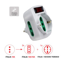 Carica l'immagine nel visualizzatore di Gallery, EXTRASTAR Adattatore Multipresa Tripla,con protezione sovraccarico ed interruttore,Adattatori da Schuko a Spina Piccola 
