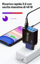 Carica l'immagine nel visualizzatore di Gallery, 4 Caricatore Usb QC 3.0 Rapido Caricatore Muro Caricabatterie Spina Alimentatore USB Multiplo Alimentatore Presa Carica 