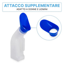 Carica l'immagine nel visualizzatore di Gallery, ARNOMED Bottiglia per urina per donne e uomini 1000ml, orinatoio con coperchio e attacco aggiuntivo, bottiglia per urina