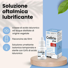 Carica l'immagine nel visualizzatore di Gallery, Sanavita Collirio Plus – Soluzione Oftalmica Lubrificante con 0,4% Acido Ialuronico – Dispositivo Medico CE – Idrata, Protegge e Lubrifica la Superficie Oculare – Flacone Multidose 10 ml