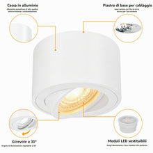 Carica l'immagine nel visualizzatore di Gallery, GeyouLux 1x Faretti LED Soffitto - Orientabile - Ø80x50mm Extra Piatto &amp; Inclinabile a 38° - 5W 500LM 3000K - Con Modulo