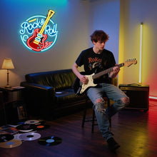 Carica l'immagine nel visualizzatore di Gallery, RuCvixkt Rock Roll Segno Neon per Decorazione Murale, LED Dimmabile con Chitarra Rock Roll per Studio Musicale, Salone, 