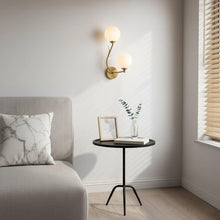 Carica l'immagine nel visualizzatore di Gallery, Applique da Parete Doppia Sfera G9 Ø10cm | Metallo Oro Satinato | Design Moderno Lineare o Floreale | Illuminazione Deco