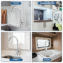 Carica l'immagine nel visualizzatore di Gallery, flintronic Rubinetto Lavello Cucina, Miscelatore Cucina Girevole 360°, Miscelatore Monocomando per Acqua Fredda e Calda
