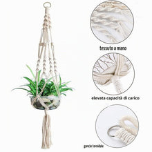 Carica l'immagine nel visualizzatore di Gallery, 2 Pezzi Appendini per Piante Macramè, Cestino Corda di Cotone Appeso Fioriera da Parete Vasi da Fiori Appendiabiti per G