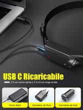 Carica l'immagine nel visualizzatore di Gallery, UNBON Torcia Frontale LED Ricaricabile USB C, Lampada Frontale con Sensore Movimento, Torcia da Testa 5 Modalità di Luce