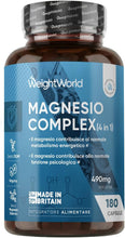 Carica l'immagine nel visualizzatore di Gallery, Magnesio Completo Vegano 490mg, 180 Capsule, Magnesium Complex 4 in 1