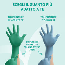 Carica l'immagine nel visualizzatore di Gallery, Ansell TouchNTuff 92-600 Guanti Monouso in Nitrile, Senza Polvere, Alta Resistenza Chimica e Meccanica, Protezione degli