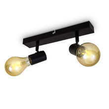 Carica l'immagine nel visualizzatore di Gallery, B.K.Licht Lampada da soffitto con 2 faretti orientabili, adatta per 2 lampadine E27 non incluse max 60W, metallo nero, p