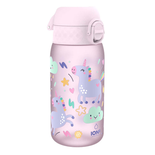 Ion8 Borraccia per Bambini, 350ml, a Prova di Perdite, Facile da Aprire, Serratura Sicura, Lavabile in Lavastoviglie, Senza BPA, Maniglia per il Trasporto, Facile Pulizia, Design Unicorni