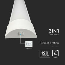 Carica l'immagine nel visualizzatore di Gallery, V-TAC Plafoniera LED Lineare da Soffitto 120 cm - [ CCT 3 in 1 - REGOLATORE LUCE CALDA, NEUTRA, FREDDA] - 40W - Lampada 