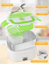 Carica l&#39;immagine nel visualizzatore di Gallery, Scaldavivande Elettrico Portatile in Acciaio Inox (220V &amp; 12V) Portatile 1,5L con Forchetta e Cucchiaio per Auto/Ufficio/Casa
