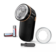 Carica l'immagine nel visualizzatore di Gallery, Philips Accessori Stiro Levapelucchi Alimentazione a Batteria, Contenitore Pelucchi Removibile, Spazzolina per la Pulizia, Schwarz/Gold