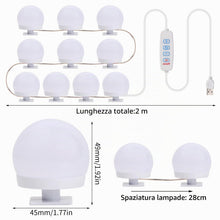Carica l'immagine nel visualizzatore di Gallery, Jinlaili Luci da Specchio, 10 Lampadine Dimmerabili, Luci da Specchio a LED in Stile Hollywoodiano, Lampade da Toeletta,
