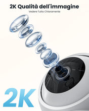 Carica l'immagine nel visualizzatore di Gallery, ieGeek 2K Telecamera WiFi Interno Supporta 2,4/5GHz, 3MP Videocamera Sorveglianza Esterno con Tracciamento Automatico e Rotazione a 360°, Visione Notturna, Audio Bidirezionale,Funziona con Alexa, SC1