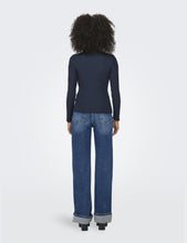 Carica l'immagine nel visualizzatore di Gallery, ONLY Onlemma L/S Noos Jrs-Maglietta a Collo Alto Maglia a Maniche Lunghe, Blue/Dettaglio: mélange, S Donna