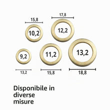 Carica l'immagine nel visualizzatore di Gallery, FD-Workstuff Assortimento di 50 Anelli di Fissaggio Ø 9/10/11/12/13 mm in Ottone e Acciaio con Rondelle: Ideali per il S