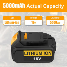 Carica l'immagine nel visualizzatore di Gallery, Energup 18V 5.0Ah Batteria di Ricambio per Dewalt 18V Batteria DCB184 DCB200 DCB182 DCB180 DCB181 DCB201 DCB201