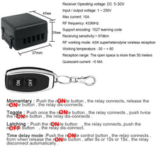 Carica l'immagine nel visualizzatore di Gallery, Gebildet 433Mhz Universale Telecomando Wireless Interruttore DC 12V 1CH Modulo Ricevitore Relè Trasmettitore RF Momentan