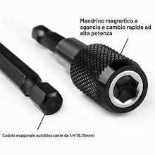 Carica l'immagine nel visualizzatore di Gallery, QWORK® Set di adattatori per mandrino, prolunga a stelo esagonale, porta inserti magnetica a rilascio rapido per viti, d