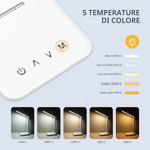 Carica l'immagine nel visualizzatore di Gallery, Carehabi Lampada da scrivania a LED, dimmerabile, lampada da tavolo a LED con 5 colori e 5 livelli di luminosità, lampad
