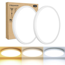 Carica l'immagine nel visualizzatore di Gallery, 18W Plafoniera LED Soffitto [2 Pezzi], 2100LM Lampada da Soffitto 3 Colori 3000K/4000K/6500K Lampadario LED Moderna Ø22c