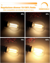 Carica l'immagine nel visualizzatore di Gallery, BRIMAX LED E27 Dimmerabile Lampadina G45, Bianco Caldo 2700K 6W