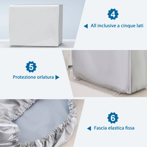 DirkFigge Copri Condizionatore da Esterno Universale Coperchio del Condizionatore Telo Esterno Anti-Neve Anti-Polvere Copri Climatizzatore Esterno Protettori Coperture (Argento, 100*41*80cm)