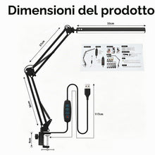 Carica l'immagine nel visualizzatore di Gallery, Lampada da Scrivania LED, 14W, Lampada con Morsetto e Clip, Luce Dimmerabile Protezione Occhi, Diverse Modalità di Color