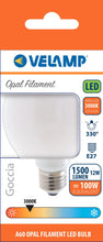 Carica l'immagine nel visualizzatore di Gallery, Velamp lampadina LED a filamento diffusore Opal - Forma a Goccia (A60) - Attacco a vite grande (E27) - Potenza 12W Equiv