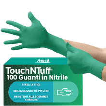Carica l'immagine nel visualizzatore di Gallery, Ansell TouchNTuff 92-600 Guanti Monouso in Nitrile, Senza Polvere, Alta Resistenza Chimica e Meccanica, Protezione degli