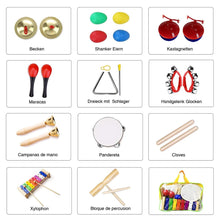 Carica l'immagine nel visualizzatore di Gallery, Strumenti Musicali per Bambini, Ulifeme 24 Pezzi Set Strumenti Musicali Percussioni Giocattolos in Legno, Giochi Musical
