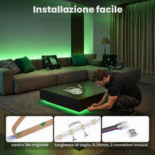 Carica l'immagine nel visualizzatore di Gallery, illuburg 24V Striscia LED COB RGB 10m 576LED/m CRI90+ Dimmerabile Autoadesiva Multicolore Decorazione Banda Barra Strip 
