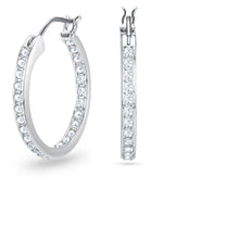 Carica l'immagine nel visualizzatore di Gallery, Swarovski Orecchini a cerchio Sommerset, Bianchi, Placcato rodio