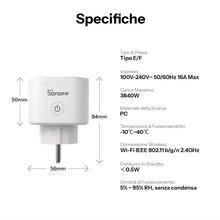Carica l'immagine nel visualizzatore di Gallery, SONOFF S61s Presa Intelligente 16A/3840W – Smart WiFi con Controllo da Remoto e Vocale, Presa Smart Timer, Monitoraggio 