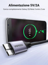 Carica l'immagine nel visualizzatore di Gallery, UGREEN Cavo Hard Disk Micro B a USB 3.0 A 5Gbps Cable Tipo A a B (0.5M)