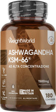 Carica l'immagine nel visualizzatore di Gallery, Ashwagandha KSM-66 Vegana 180 Compresse, 1 al Giorno (6 Mesi di Scorta)