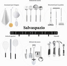 Carica l'immagine nel visualizzatore di Gallery, AceMining Porta Scope Parete 5 Supporti e 4 Ganci Nero Inossidabile Portascope da Muro