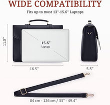Carica l'immagine nel visualizzatore di Gallery, ECOSUSI Borsa per computer portatile 15.6 '' Borsa da donna in pelle PU grande capacità porta documenti donna per lavoro in pelle borsa a tracolla, Nero