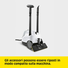 Carica l'immagine nel visualizzatore di Gallery, Kärcher Pulitore a Vapore SC 4 EasyFix VERSIONE BIANCA, Pronto in 4 min. 2000 W, Serbatoio estraibile 1,3 litri, Area 100m², Incl. Kit pavimenti, Bocchetta Manuale e Panno, Spazzola, Bocchetta fessure