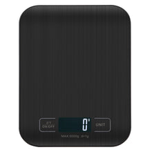 Carica l&#39;immagine nel visualizzatore di Gallery, Bilancia Da Cucina Digitale, 5 kg, Bilancia Elettronica In Acciaio Inox, Elegante Bilancia Alimentare Ultra Sottile, Bilancia Elettronica Per Casa e Cucina Con Display Lcd, Funzione Tara (Nero-5kg)