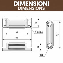 Carica l'immagine nel visualizzatore di Gallery, IPEA 10x Chiusure Magnetiche per Mobili, Porte, Armadi, Cassetti – 10 PEZZI – Marrone – Chiusura Magnetica con Calamita 