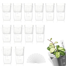 Carica l'immagine nel visualizzatore di Gallery, 12 vasi autoirriganti trasparenti, mini vasi quadrati con design a doppio strato e nucleo in cotone, set di vasi da fior