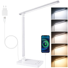 Carica l'immagine nel visualizzatore di Gallery, Akynite Lampada da Scrivania LED con Porta USB C, Adattatore 2A incluso, 5 Colori 10 Luminosità, 45Min Timer Touch Contr