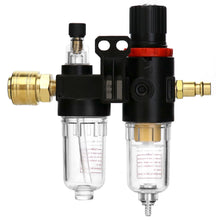 Carica l'immagine nel visualizzatore di Gallery, QWORK® Regolatore Pressione Compressore, 1/4" Separatore Acqua-Olio Filtro con Manometro per Compressore e Utensili Aria