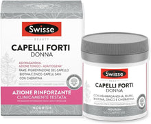 Carica l'immagine nel visualizzatore di Gallery, Swisse Capelli Forti Donna, Integratore Alimentare che Combina Vitamine, Minerali ed Estratti di Erbe Naturali, Utili per Mantenere la Forza del Capello, 30 Compresse da 1460 mg